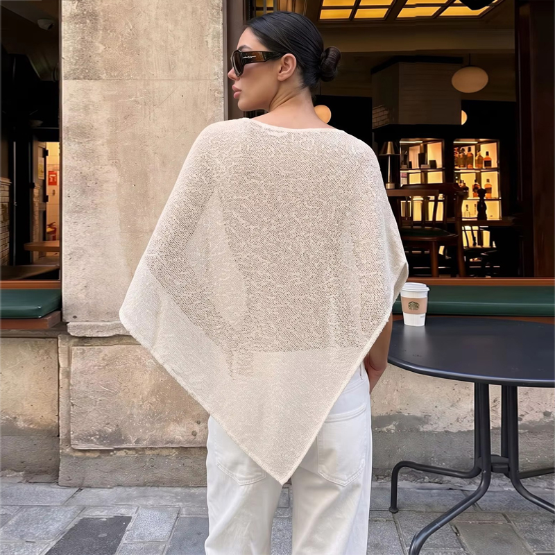 Haut asymétrique en maille métallisée pour femme, semi-transparent, idéal pour l'été, les vacances et la plage