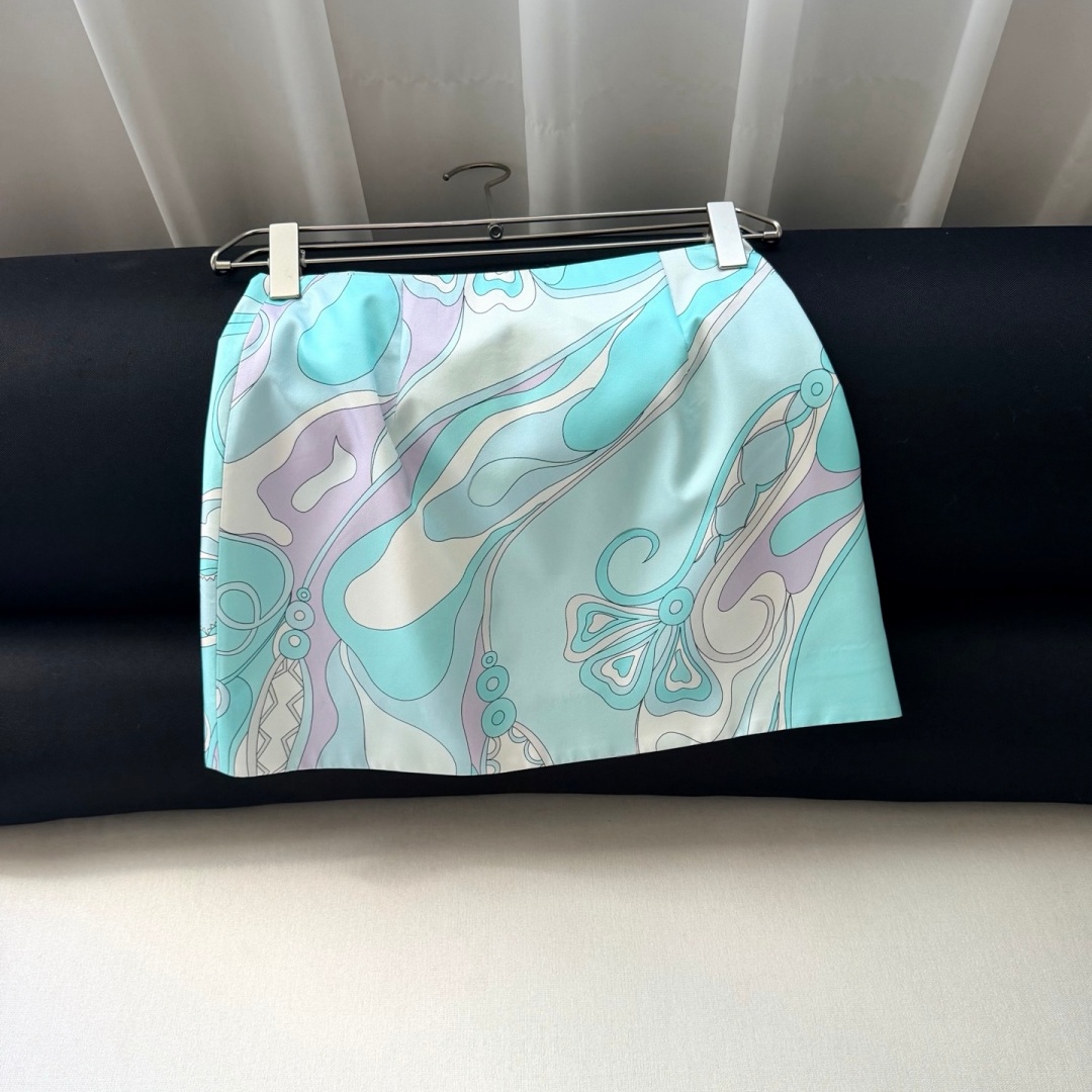 Ensemble 2 pièces haut court et jupe en satin 100 % soie imprimé tourbillon menthe de haute qualité pour femme 2026 TC