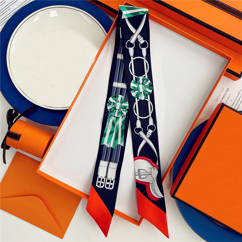 Femme maigre 100% foulard en soie de mûrier pour bande de cheveux ruban de soie petit foulards de cou sac poignée ruban écharpe foulard dames cravate