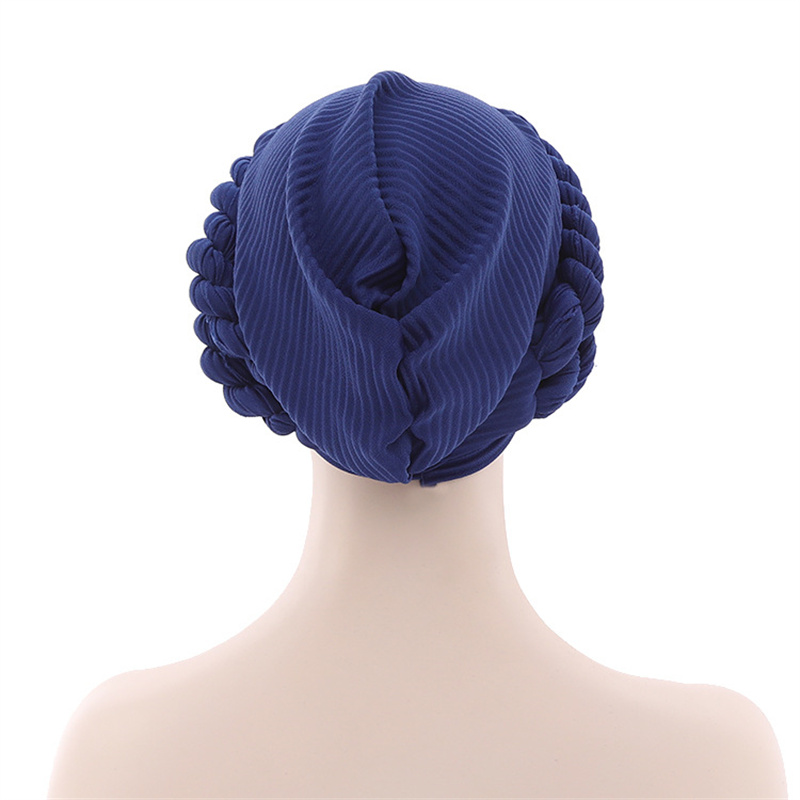 Turban à Double Tresses pour Femmes Musulmanes, Chapeau Islamique, Bonnet Rond