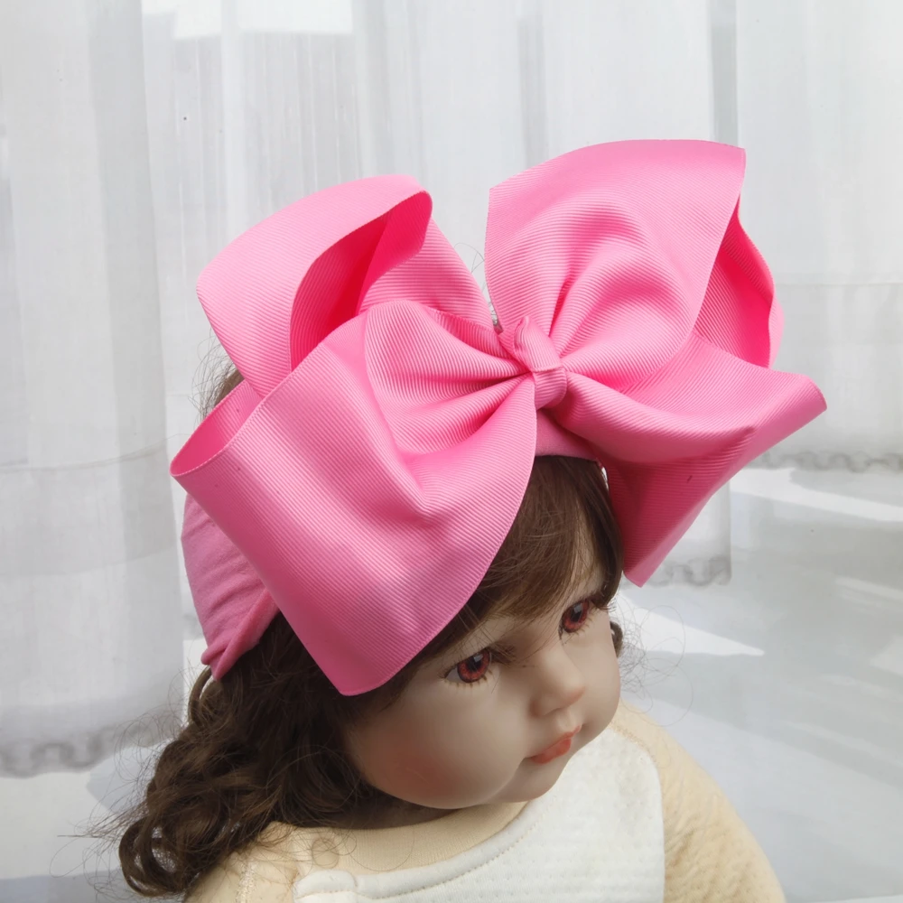 Bandeaux en nylon de 8 pouces avec nœuds pour bébés filles, bandeaux doux en forme de nœud, turbans, accessoires pour cheveux de bébé, couvre-chefs pour enfants