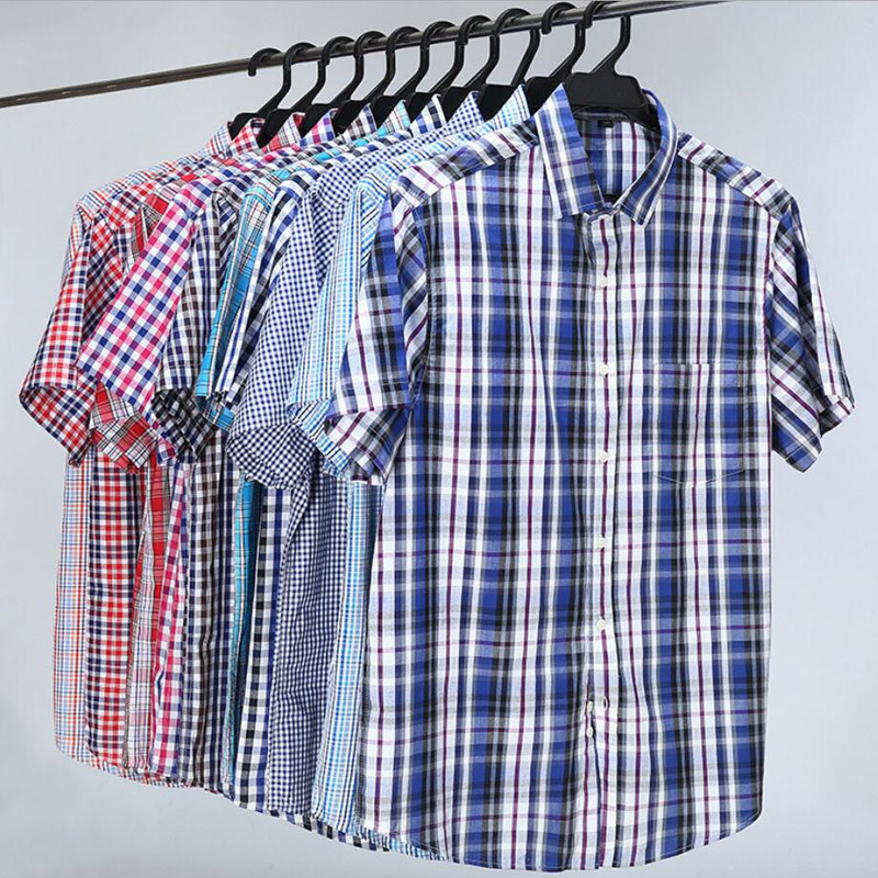 Chemise à carreaux à manches courtes pour hommes, 100% coton, 5XL, 6XL, 7XL, 8XL, 12XL, chemises grande taille pour hommes, mode décontractée, style classique, confortable
