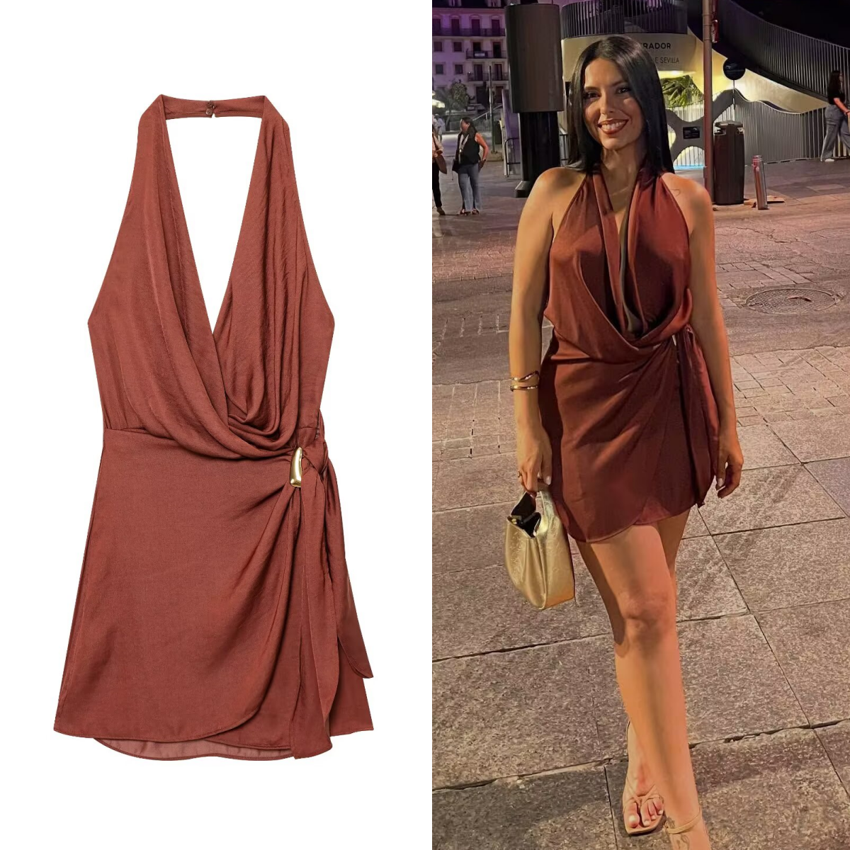 BSAY robe sexy pour les femmes mode été nouveau sans manches dos nu marron col suspendu Chic femme robes de soirée Mujer
