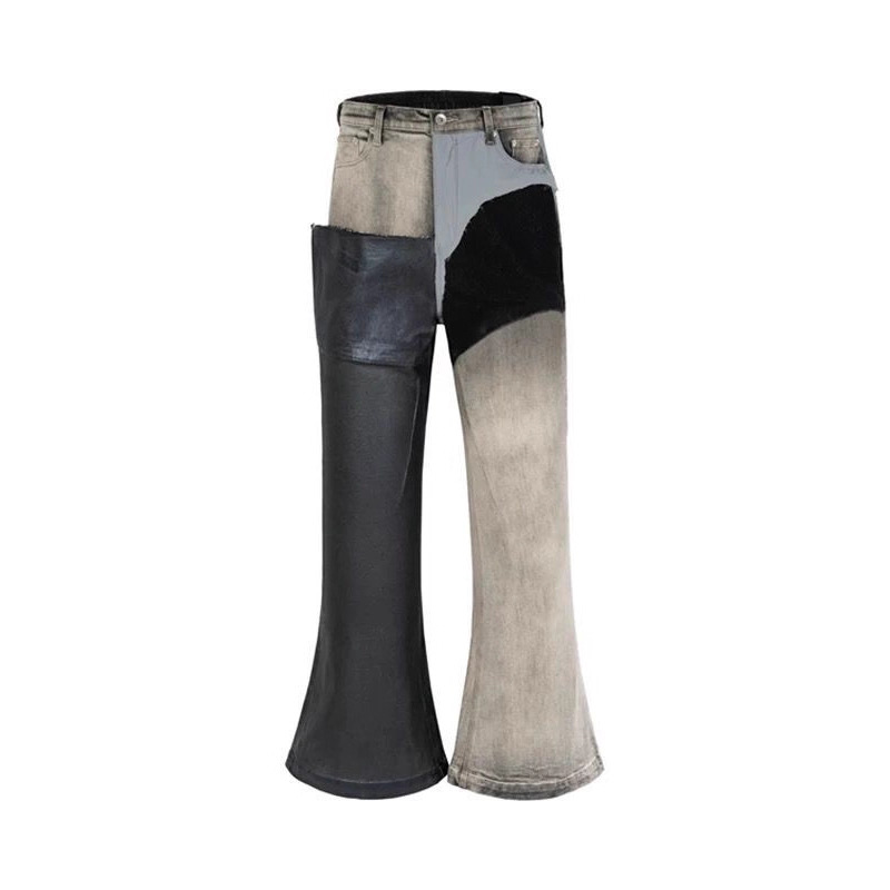 Hommes contraste couleur décontracté à la mode Simple basique mince Flare Denim pantalon quatre saisons nouvelle mode homme jean pantalon Streetwear