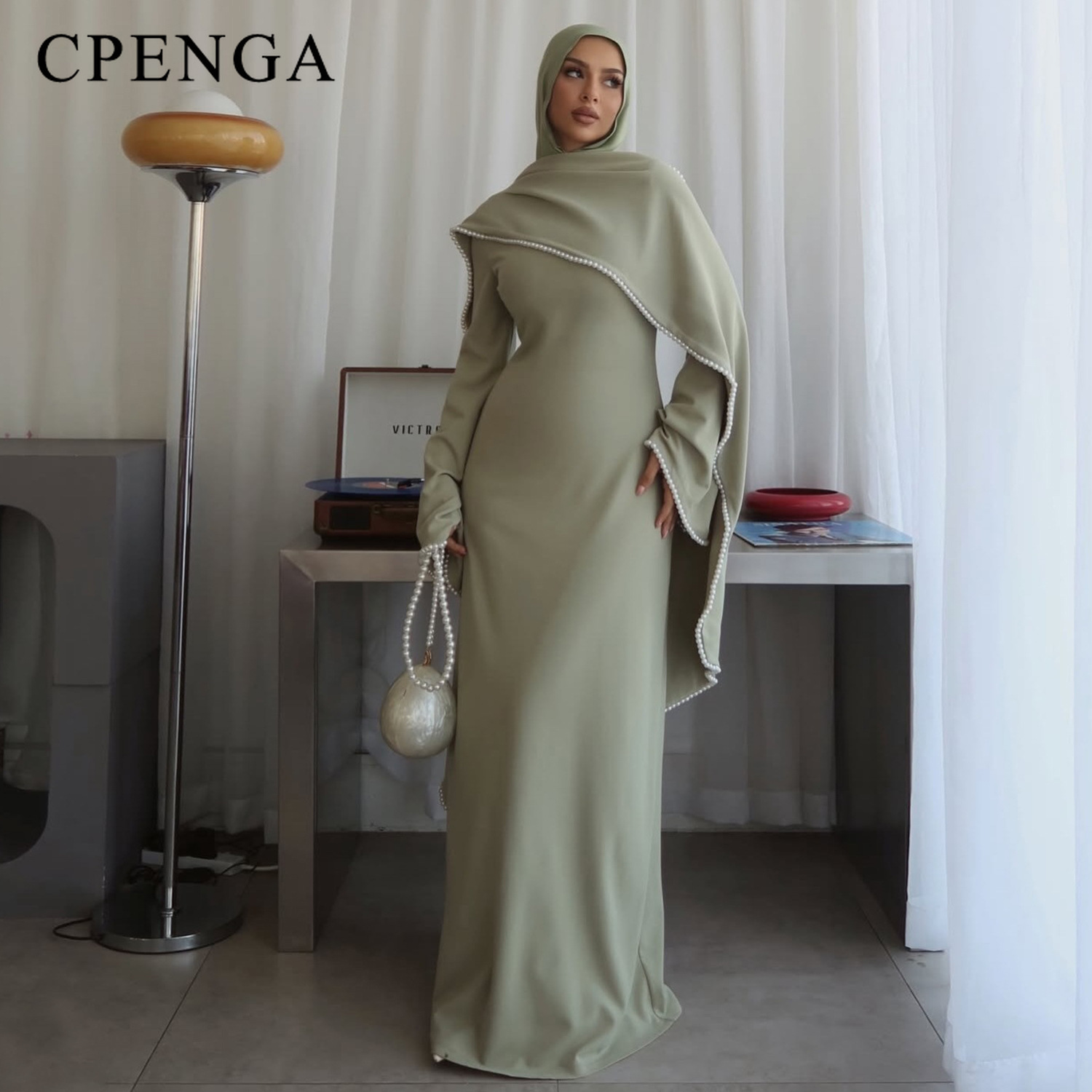 Robe Abaya Modeste pour Femmes Musulmanes du Moyen-Orient avec Châle Amovible, Élégante Robe Simple de Dubaï, Tenue de Fête Islamique pour le Ramadan