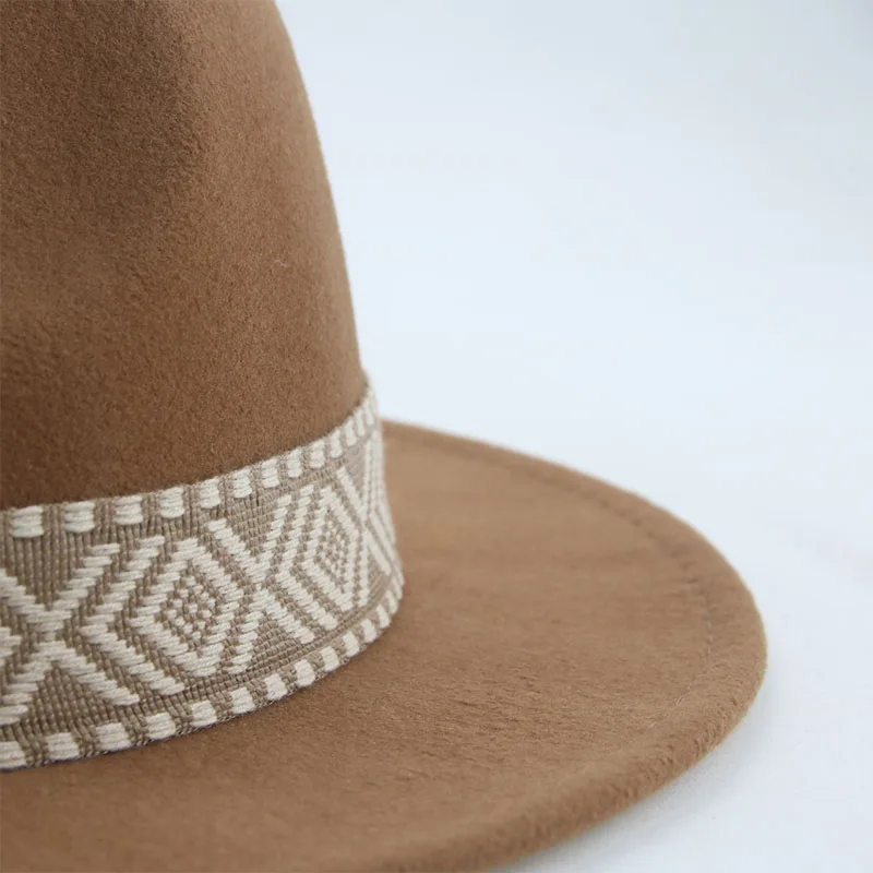 Panama chapeau Western Cowboy chapeaux pour femmes solide grand bord décontracté Fedoras hommes femmes Camel noir blanc feutré chapeau Sombreros Gorras