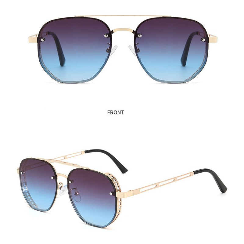Lunettes de soleil métalliques à double barre, classiques et élégantes, haut de gamme, simples et polyvalentes