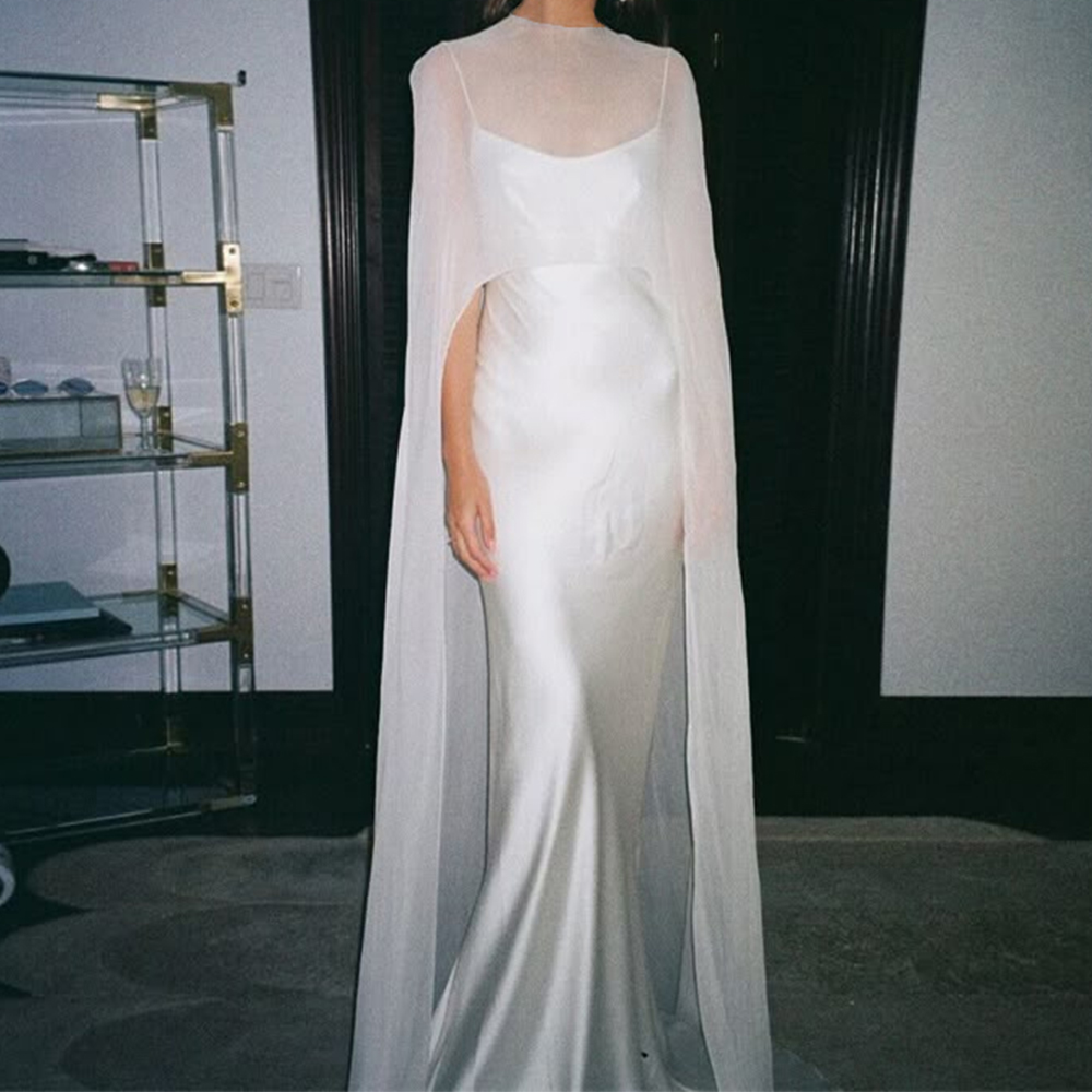 Cape en mousseline de soie pour femmes, Vintage, maille transparente, châle, asymétrique, fluide, pour robe de soirée, couverture courte, Poncho