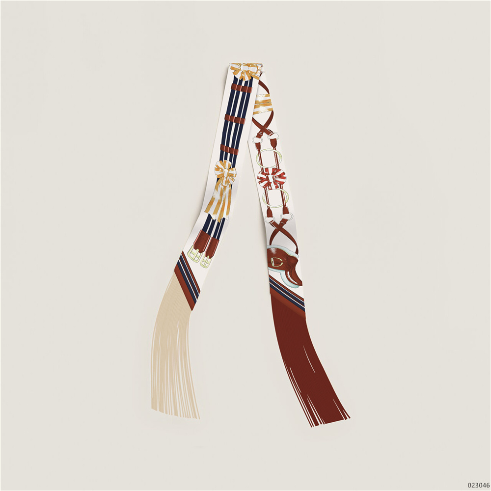 Écharpe en soie à pompons de marque de luxe pour femme, long ruban décoratif pour sac, ceinture pour cheveux, petits foulards très vendus, 130x5CM