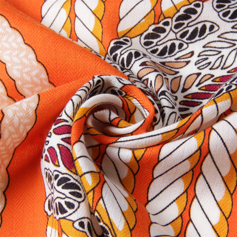 POBING foulard en cachemire de soie femmes corde laminée à la main imprimé foulards carrés enveloppes Bandana grand Hijabs femme Foulard 135CM