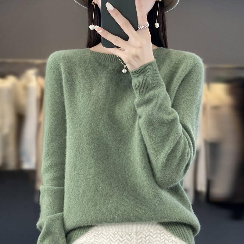 Nouveau pull en cachemire pour femme, automne et hiver, 100% laine mérinos, col rond, pull chaud tendance