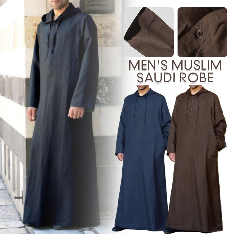 Vêtements islamiques hommes à manches longues en vrac hommes musulmans Arabie Saoudite Pakistan Kurta Costumes musulmans robe musulmane caftan Thobe à capuche