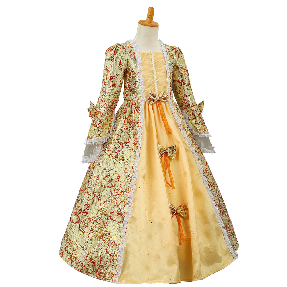 Robe victorienne rococo pour filles, brocart, motif Floral, robe de bal d'anniversaire, Costume de vacances historique