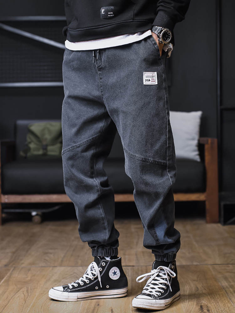 Jean grande taille pour hommes, jogging ample, Streetwear, sarouel, pantalon Cargo, longueur cheville, en Denim