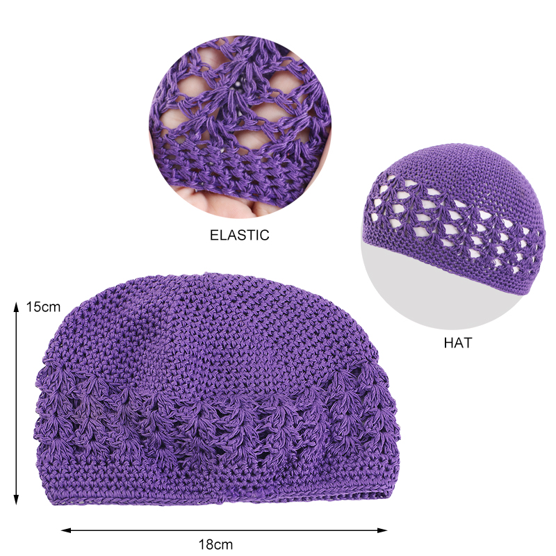 Nouveau Kufi casquette solide coton femmes hommes chapeaux de prière islamique islamique bonnet Kufi chapeaux Crochet à la main hiver garder au chaud accessoires
