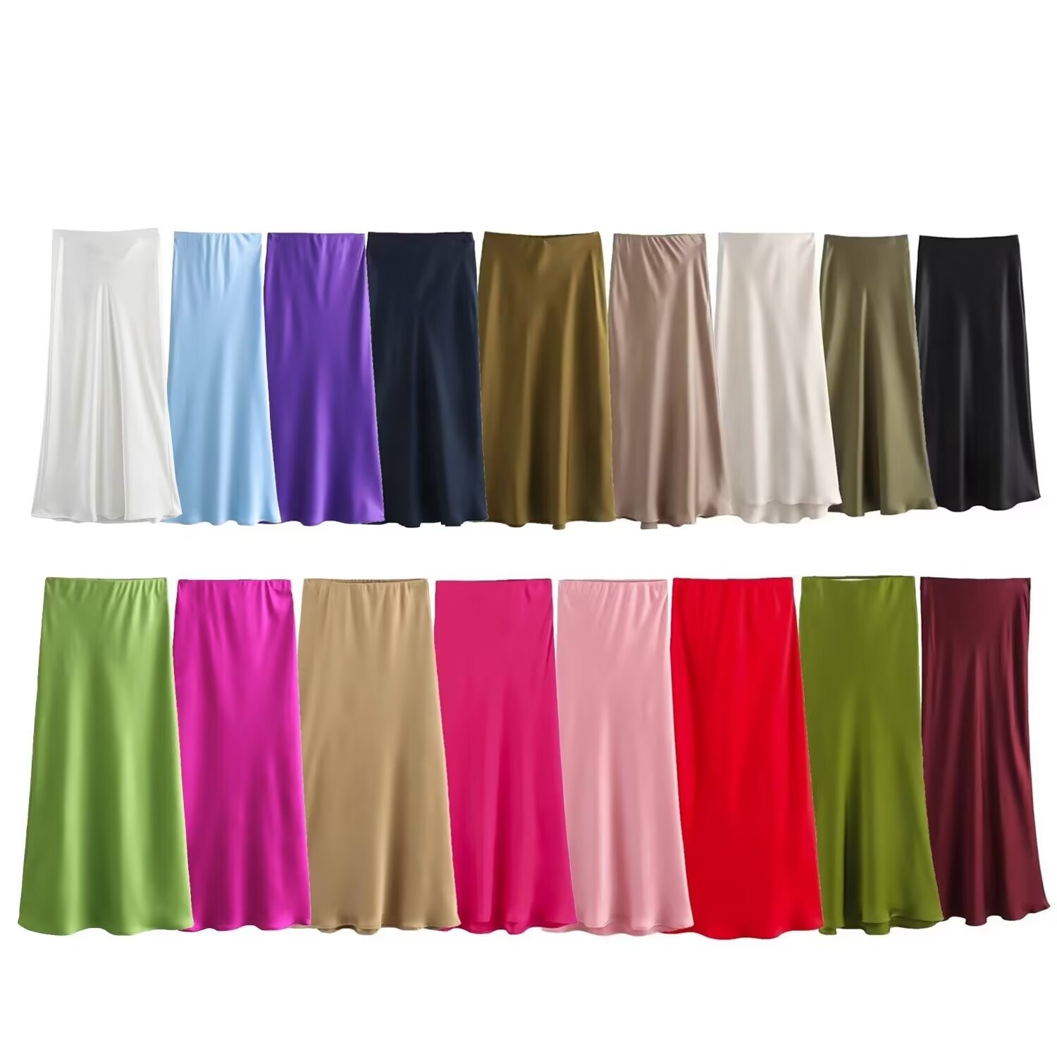 Jupe mi-longue élégante en Satin de soie pour femmes, nouvelle mode de Style européen et américain, Texture taille haute, Style de rue, 2024