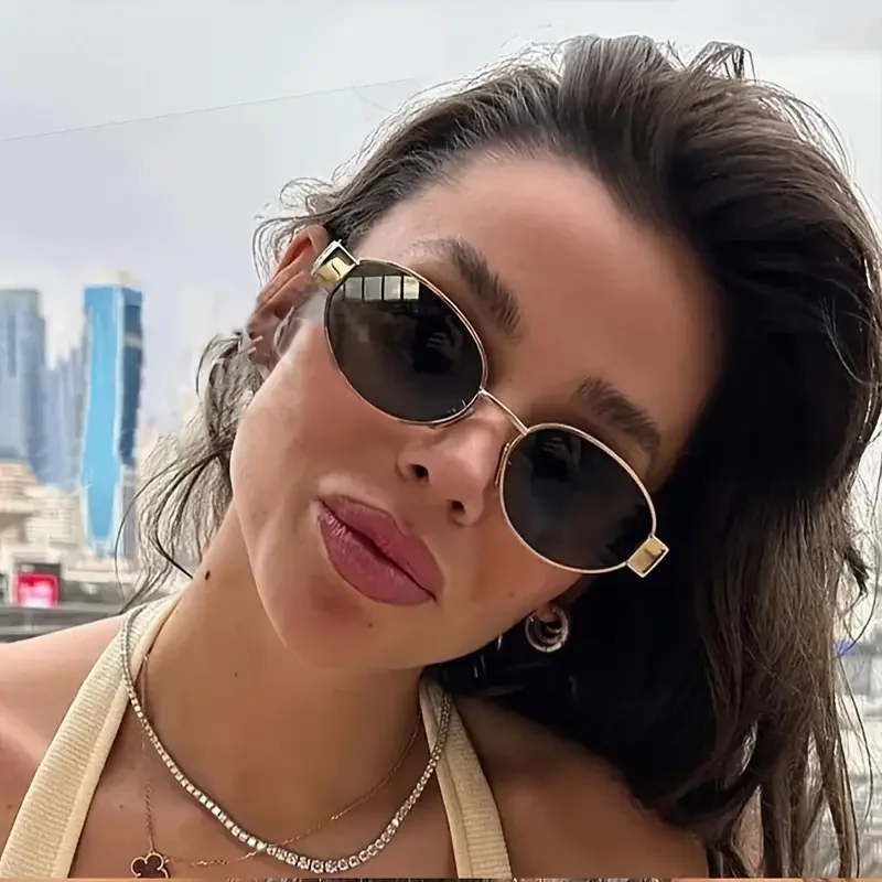 Lunettes de soleil ovales tendance pour femmes, marque de luxe, monture en métal, lunettes de soleil classiques vintage rondes, unisexe