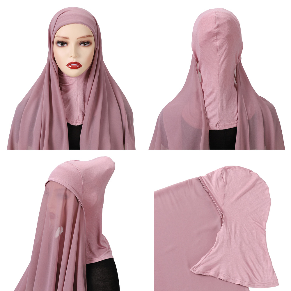 Couverture complète intérieure musulmane en mousseline de soie, Hijab, écharpe instantanée, casquette islamique, couvre-chef, sous-écharpe, Bonnet en os