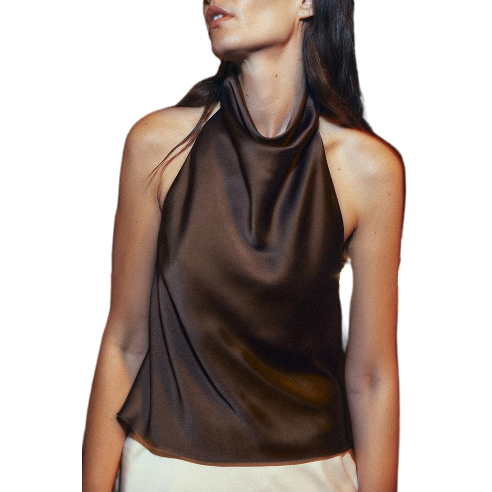 Haut en Satin Sexy pour femmes, col licou, dos nu, gilets pour vacances à la plage, fête d'été, vêtements quotidiens, activité de plein air, Streetwear