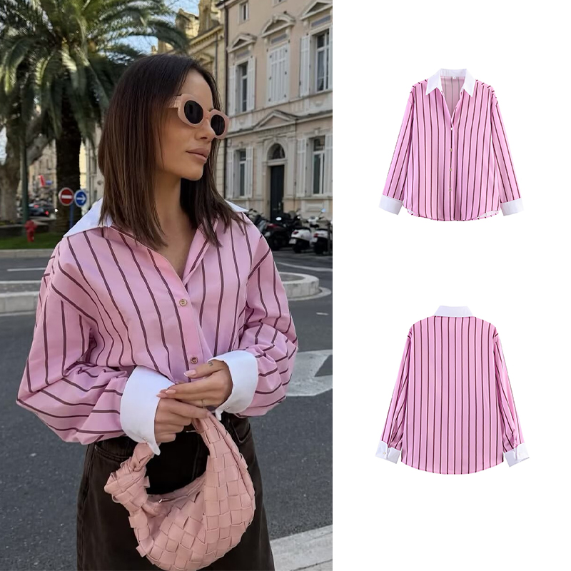 Chemisiers pour femmes SLTNX – Nouvelle collection printemps, chemises élégantes à blocs de couleur, hauts chics à simple boutonnage pour femmes