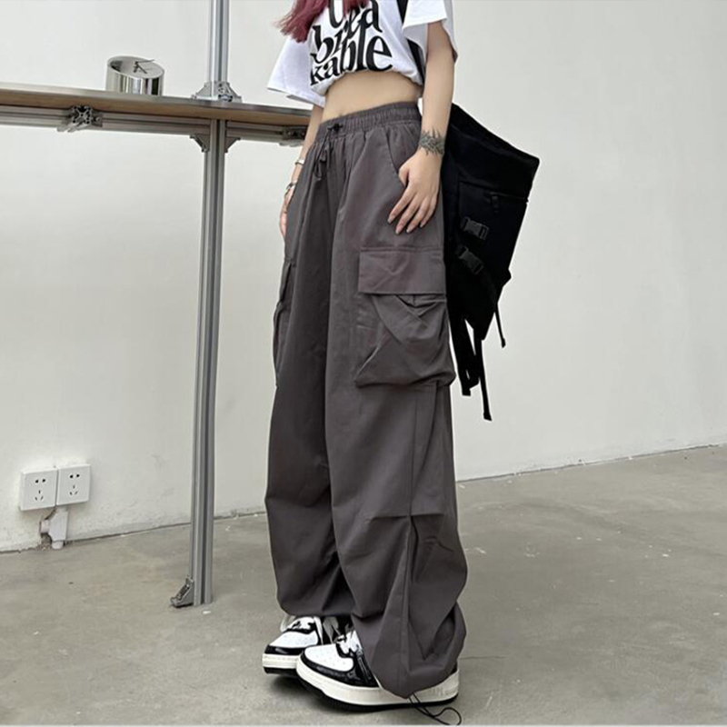 Pantalon de jogging décontracté pour femmes, couleur unie, taille basse, cordon de serrage, jambes larges, Baggy, Streetwear Y2k, survêtement surdimensionné, 2024