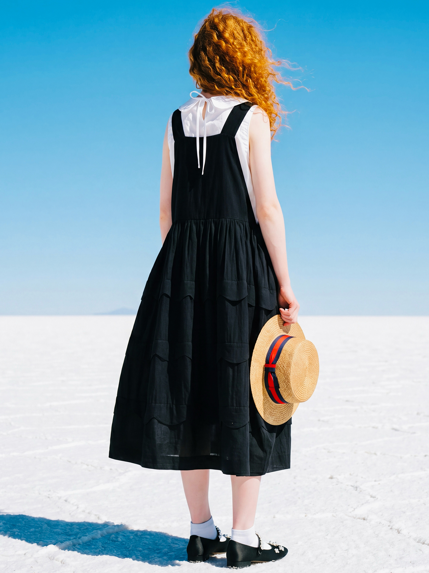 Robe décontractée pour femmes imakokoni, originale, artistique, ample et polyvalente, texture à bords ondulés, jupe trapèze, été, 265548