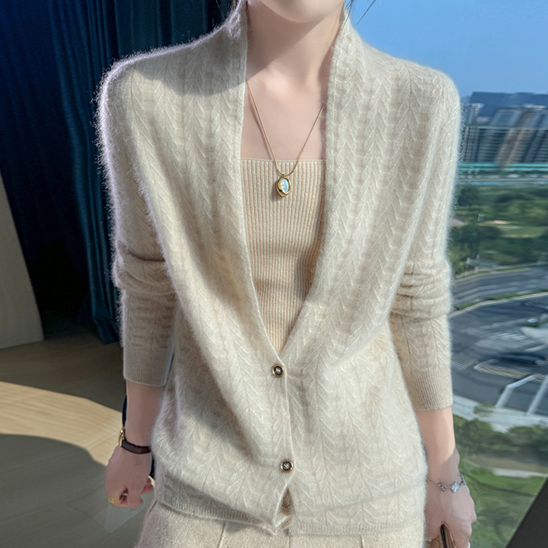 Col écharpe femmes Cardigan hauts automne hiver nouveau Chic 100% laine mérinos pull gracieux femme laine pull élégant doux Blouse