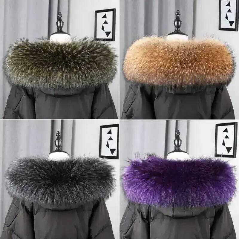 100% réel naturel fourrure de raton laveur écharpe femmes hiver mode luxe chaud haute qualité col de fourrure pour manteau bande à capuche grand silencieux