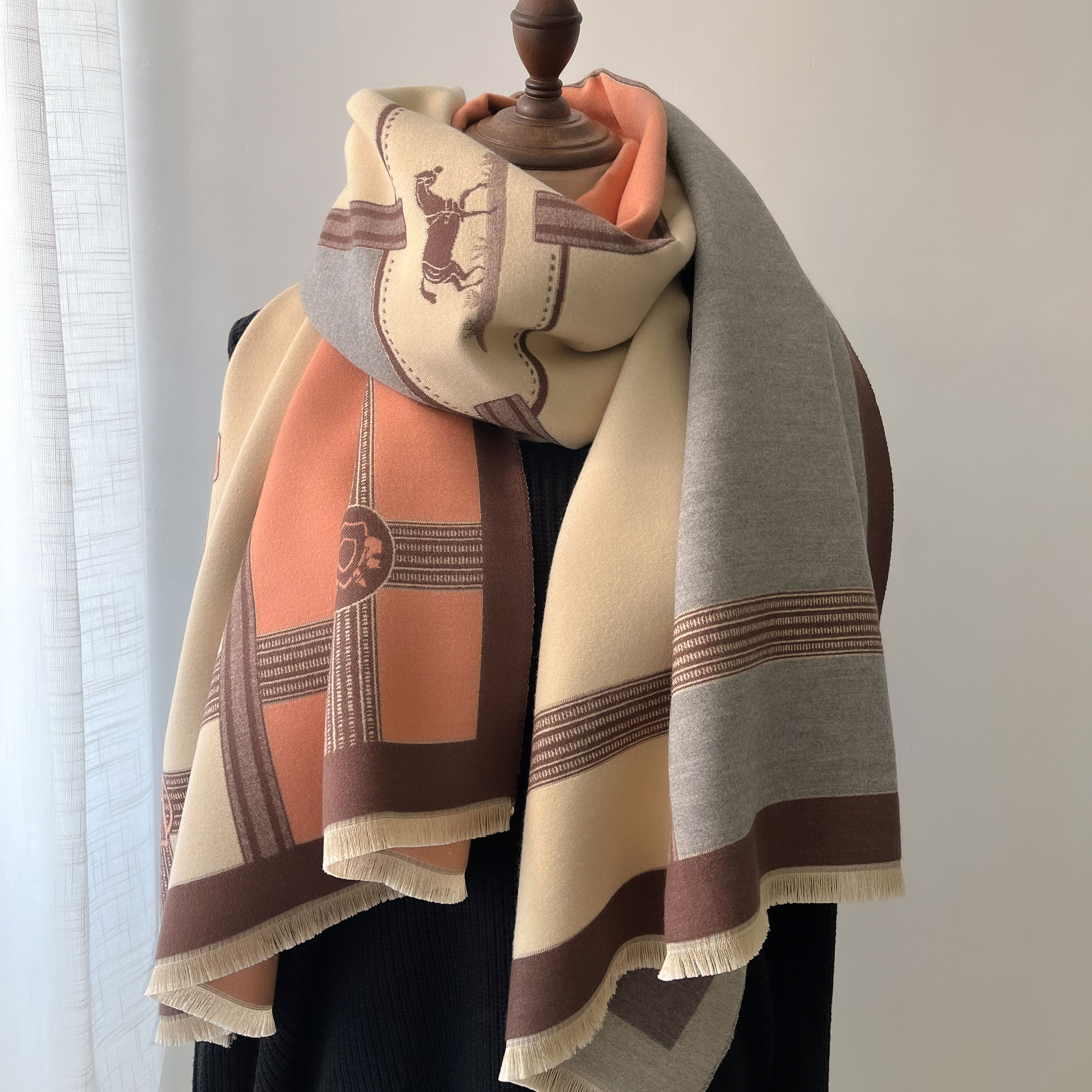 Écharpe en cachemire d'hiver pour femmes, imprimé de luxe, châle enveloppant, couverture épaisse et chaude, cadeau Pashmina