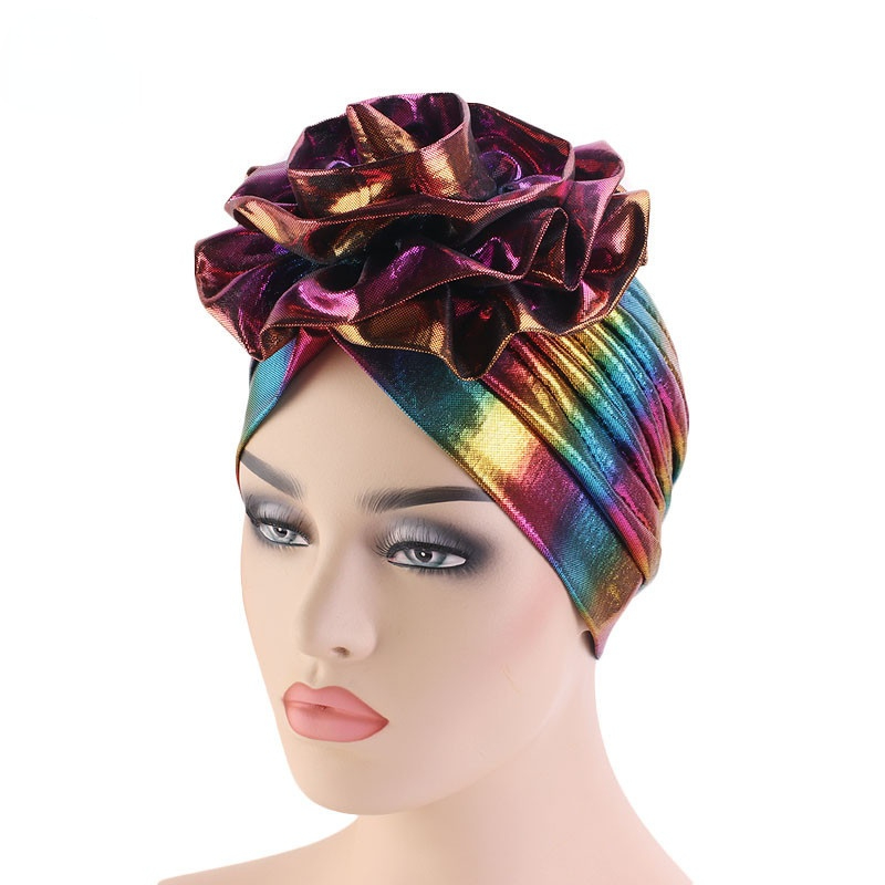 Casquette Hijab musulmane à grande fleur, chapeaux islamiques pour femmes, couvre-chef à fleurs Laser, couvre-chef ethnique, Turban pour dames, Bandana, nouvelle collection