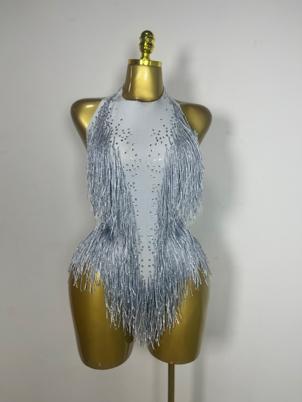Costume de danse pour soirée en boîte de nuit pour femmes, tenue de scène sexy, justaucorps à franges, vêtements de performance, body à paillettes et strass