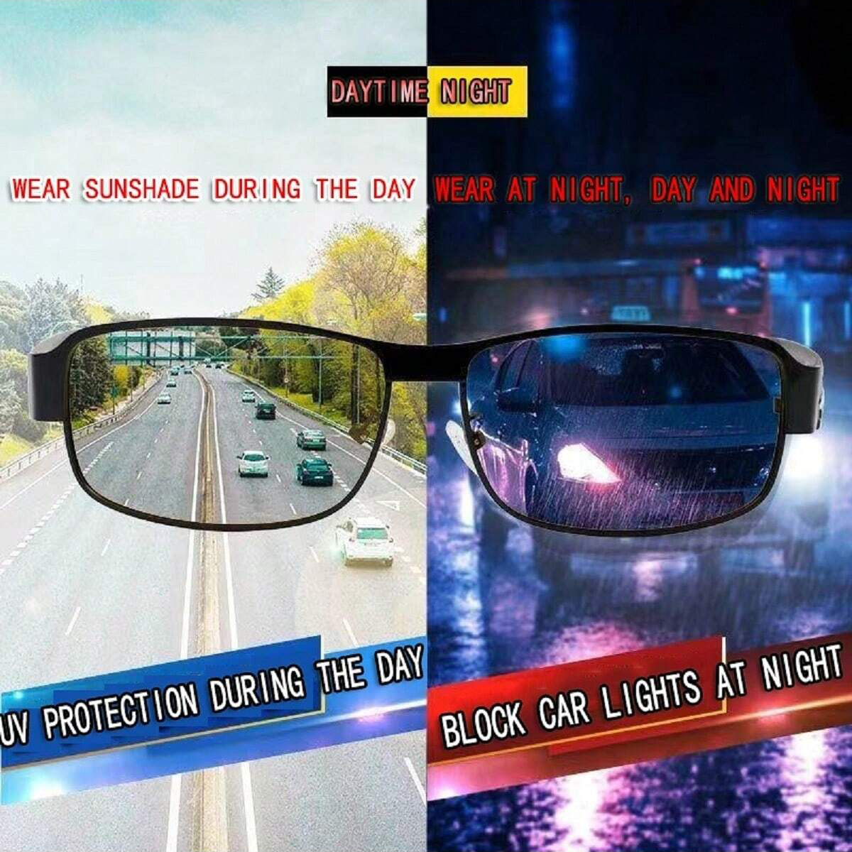 Lunettes de soleil pour hommes Vision de jour et de nuit conduite pêche polarisées Anti-UV tendance nuances pour hommes verre véritable Protection solaire Su