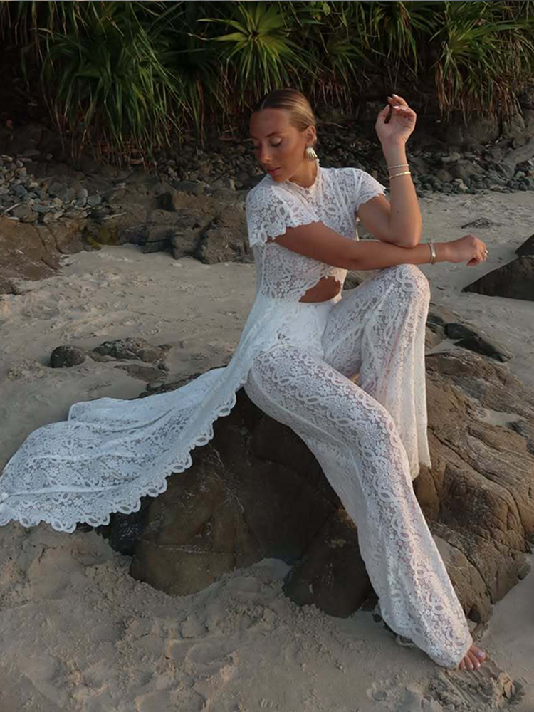 Ensemble décontracté pantalon et manteau long en dentelle pour femme, hauts transparents unis et pantalons droits longs, collection automne 2026, tenues élégantes pour femme