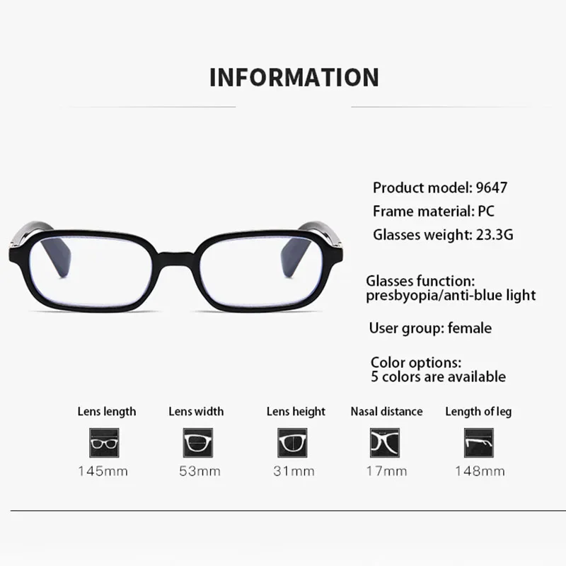 Lunettes de presbytie imprimées de luxe pour femmes, lunettes de lecture à petit cadre carré, mode ultra légère, anti-lumière bleue, hypermétropie