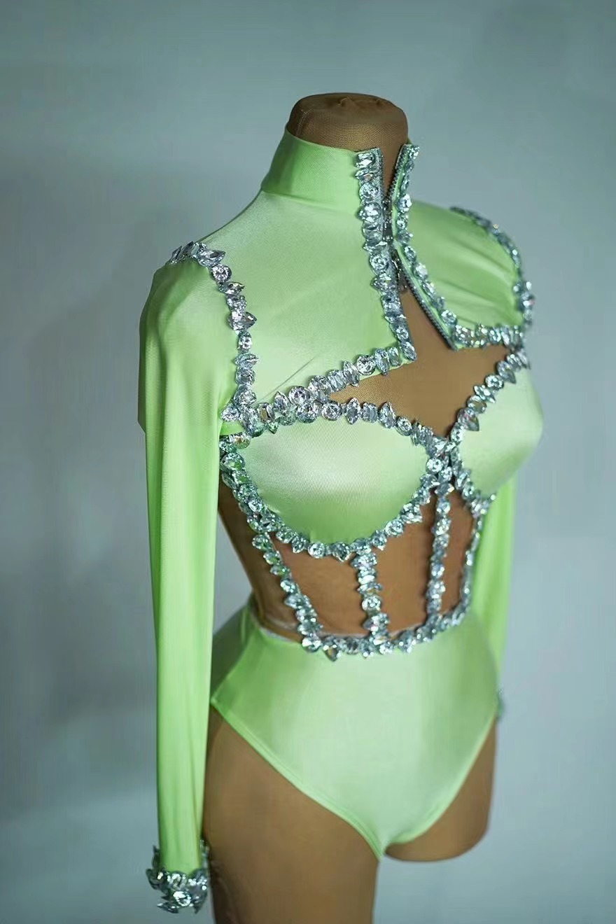 Body à diamants scintillants pour femmes, Costume de danse de Performance Sexy, vêtements de scène de chanteur et de danseuse, tenue de danse sur poteau en boîte de nuit