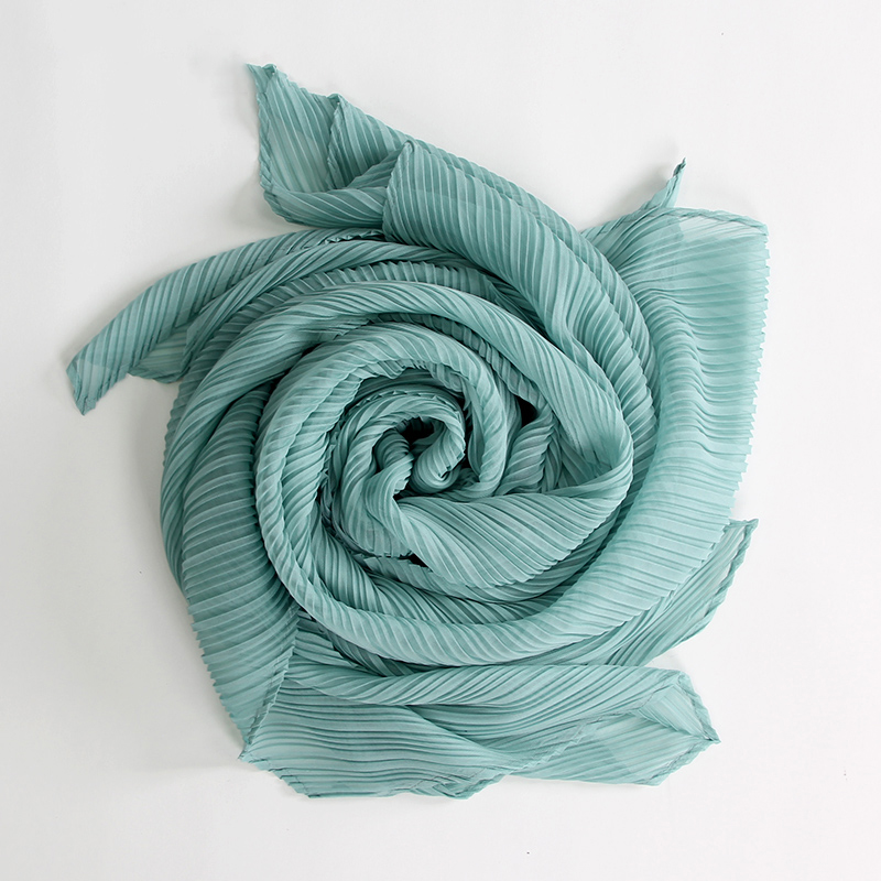 Miyake plissé large longue écharpe en soie printemps été automne hiver Cape femmes pare-brise châle épaule concepteur coréen écharpe