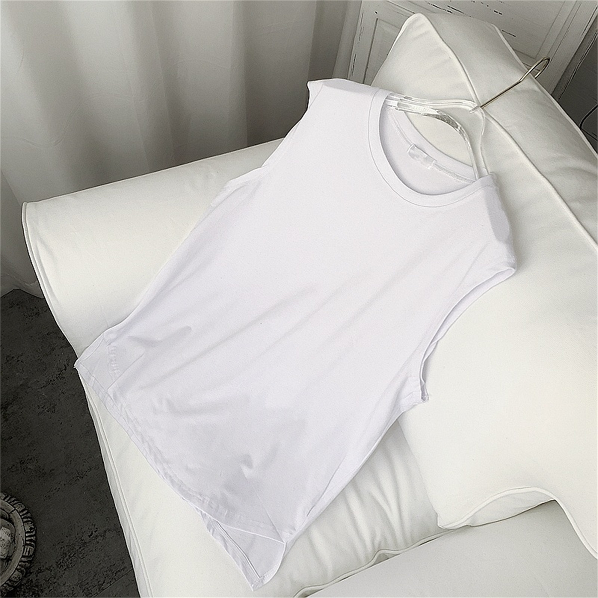 Débardeur sans manches à col rond pour hommes, couleur unie, décontracté, absorbant l'humidité, séchage de la sueur, adapté aux sports d'été