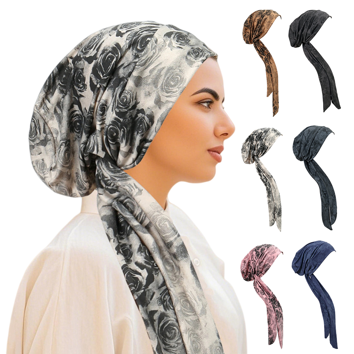 Foulard Hijab imprimé tendance pour femmes, casquette de chimio, Turban pré-attaché, Bandana contre le Cancer, perte de cheveux, foulard