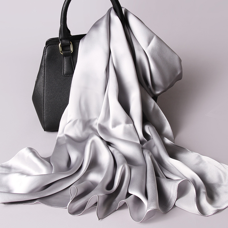 Foulard Long en soie naturelle pour femmes, châle de luxe, en Satin, Bufanda,foulard en soie,foulard cheveux
