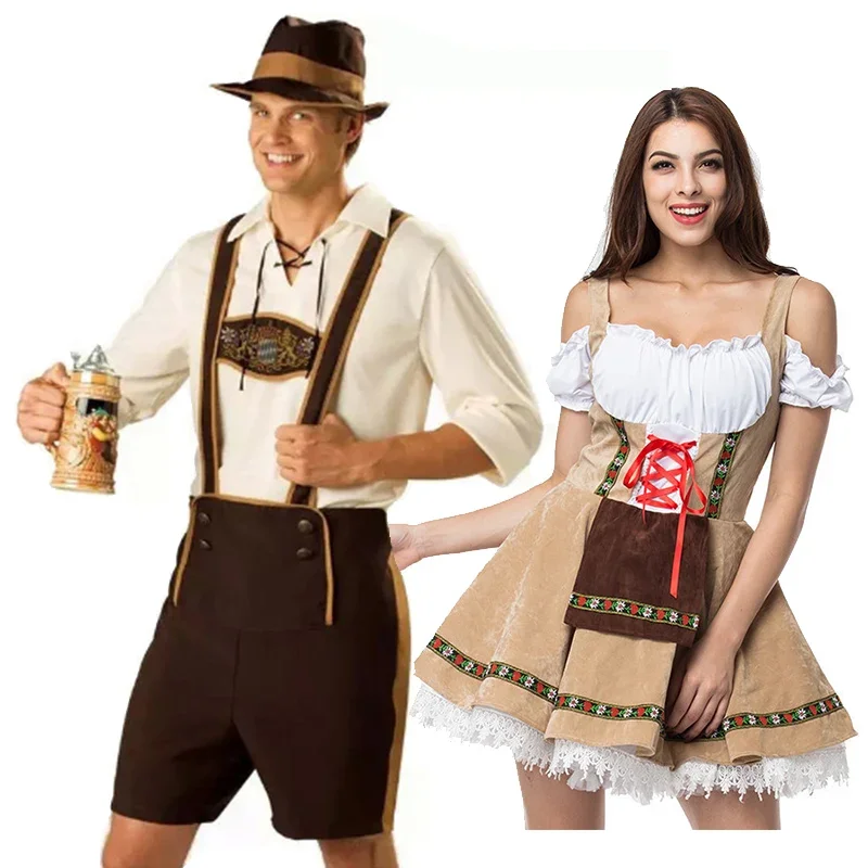 Couples Oktoberfest Costume défilé taverne barman serveuse tenue Cosplay Halloween carnaval fête déguisement