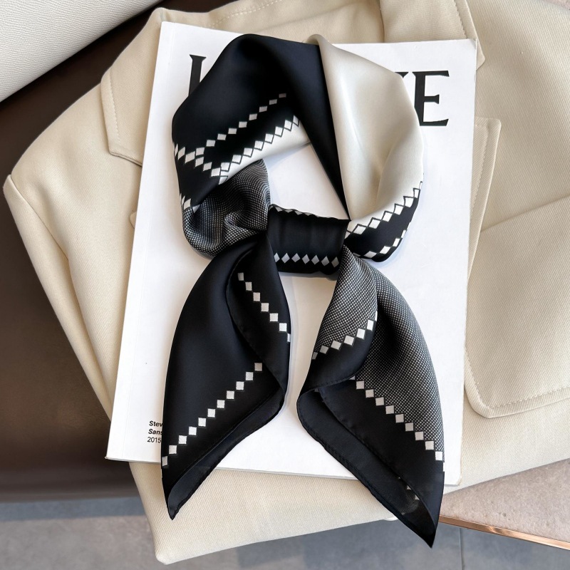 Écharpe carrée de luxe effet soie pour femme, hijab de printemps, foulard tendance, bandeau pour cheveux, ruban, bandana