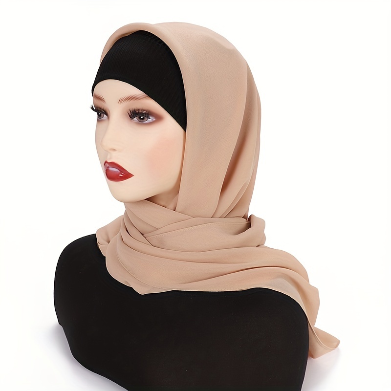 110*110 cm mousseline de soie carré Hijabs écharpe pour femme musulman Turban chapeau Islam foulard femmes plaine voile Jersey Hijabs Ramadan