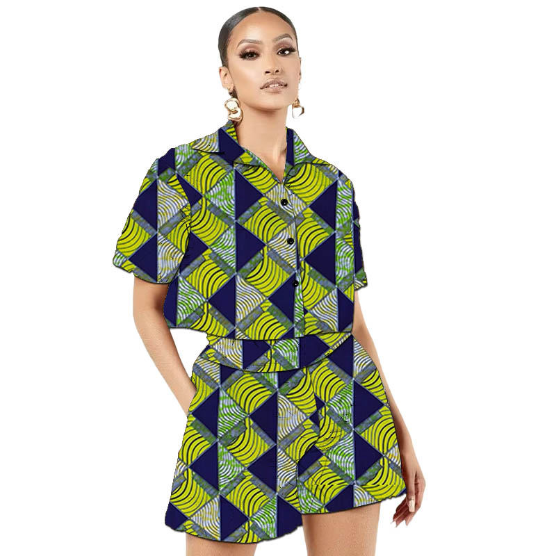 Tenues Ankara pour femmes africaines, Mini ensembles de Couture africaine, hauts courts + Shorts chauds, imprimé coloré, costume de fête féminin