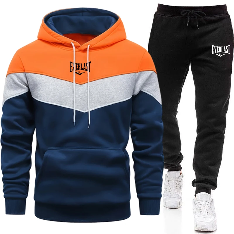 Ensembles pour hommes : sweats à capuche et pantalons de survêtement, tenue de sport décontractée urbaine à manches longues, ensemble de jogging pour homme, confortable et chaud pour la maison et l'extérieur