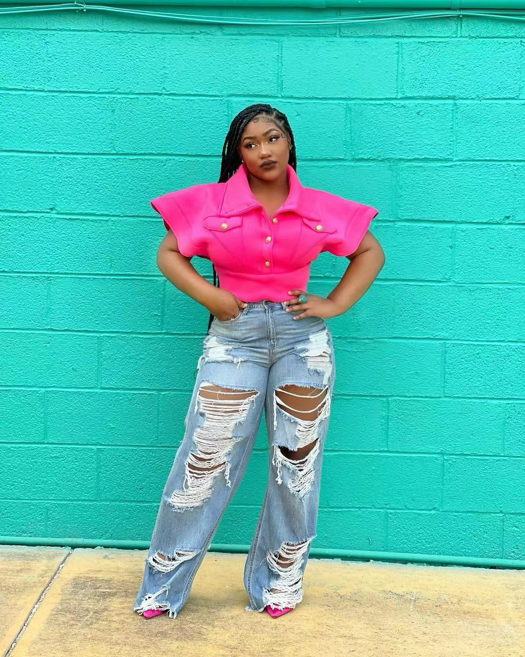 Jean femme pantalon Long élégant épissure Denim pantalon coupe ajustée Sexy trou taille haute bouton poche pantalon droit été 2024