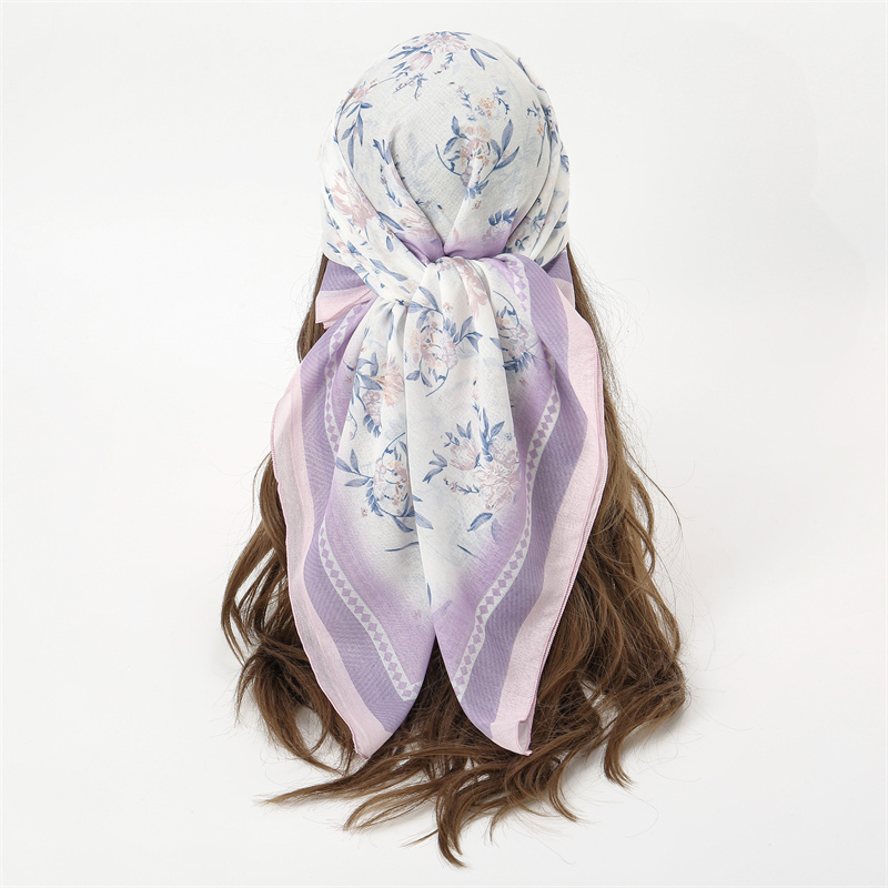 Écharpe carrée en coton pour femmes, bandana, bande de sauna, fleurs, vintage, luxe, été, plage, mouchoir bohème, accessoires pour filles, nouveau, 2024