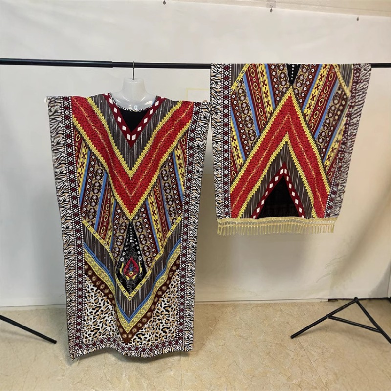 Robe Dashiki d'été africaine à manches courtes, avec grande écharpe, ample, Boubou Maxi, tenue décontractée pour femmes, vêtements Abaya en diamants, 2025