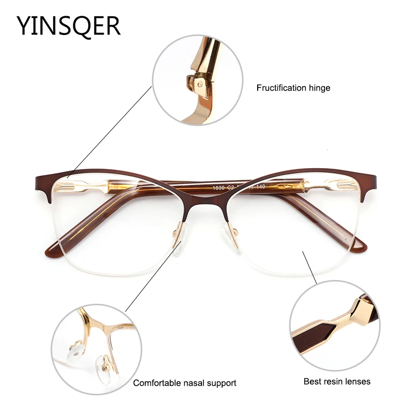 Lunettes carrées vintage pour femmes, montures de lunettes, œil de chat, demi-lunettes minces, presbytie avec dioptrie