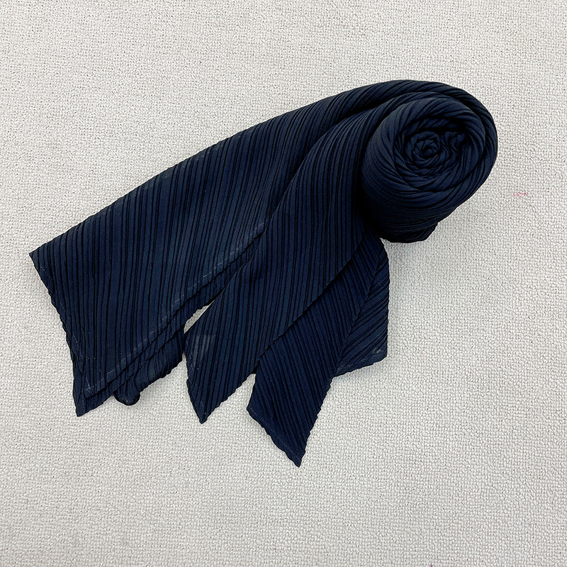 Écharpe hijab plissée Miyake pour femme, châle fin et élégant, protection solaire, foulard luxueux
