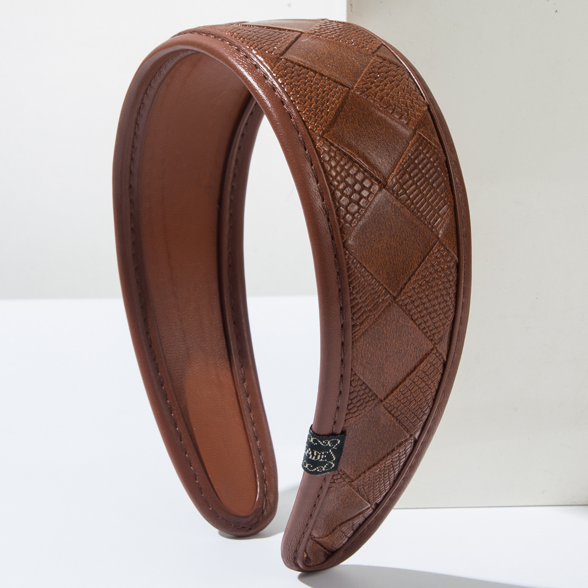 Bandeau en cuir PU léger et luxueux, large, antidérapant, rétro, accessoires de cheveux tendance pour femmes